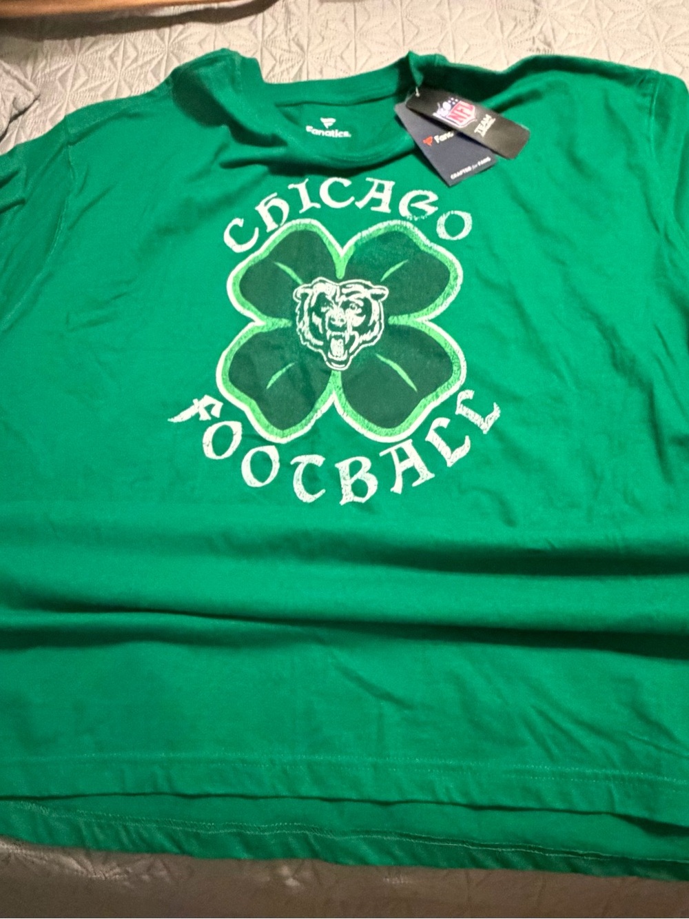 Fanatics Green Chicago Shamrock Football Tee